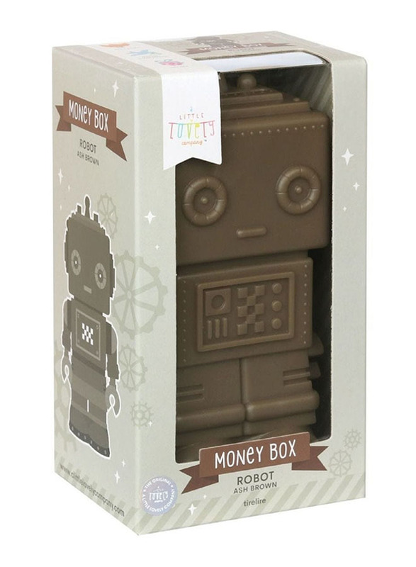 A Little Lovely Company Robot Money Box, Ash Brown, Ages 3+