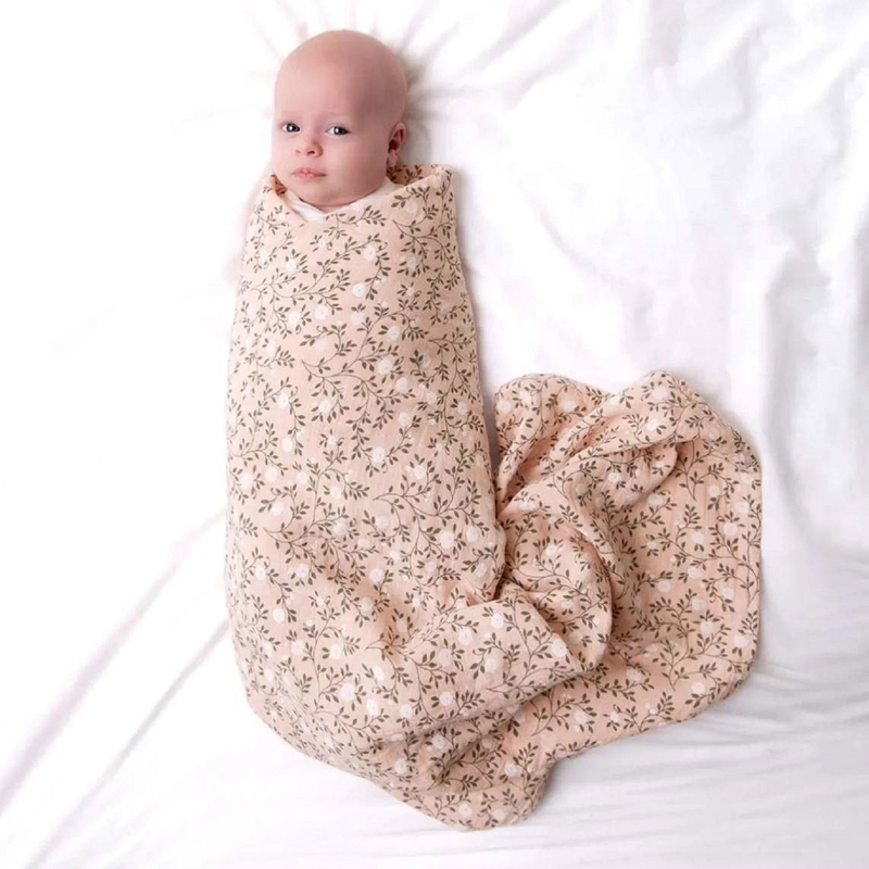 A Little Lovely Company Muslin Cloth, Extra Large, 0-6 Months, Blossom/Dusty Pink