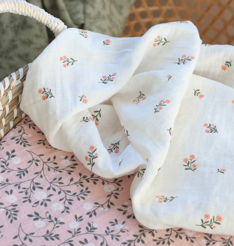 A Little Lovely Company Muslin Cloth, 2 Piece, 0-6 Months, Little Flowers