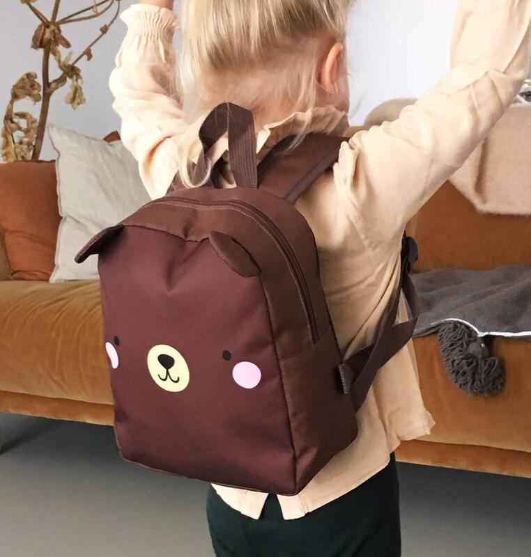 A Little Lovely Company Bear Little Backpack Bag for Kids, Brown