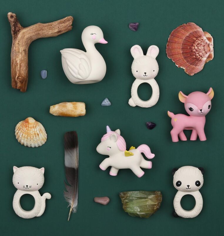A Little Lovely Company Deer Natural Rubber Teething Toy, Pink