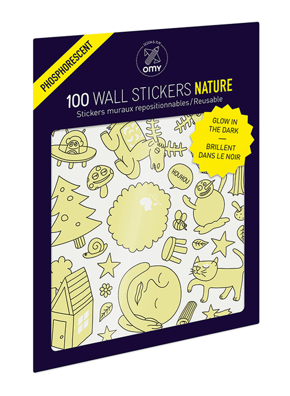 OMY Glow in the dark Nature Wall Stickers Set, 100 Pieces, Ages 3+