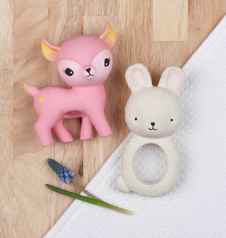 A Little Lovely Company Bunny Natural Rubber Teething Ring, Beige