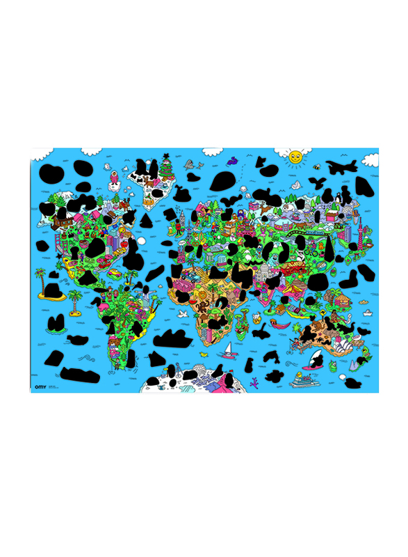 OMY Scratching Atlas Large Poster, Ages 3+