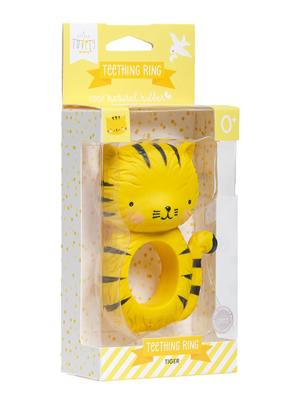 A Little Lovely Company Teething Ring, Tiger, Yellow