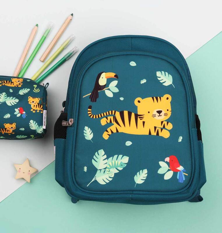 A Little Lovely Company Jungle Tiger Backpack Bag for Boys, Green