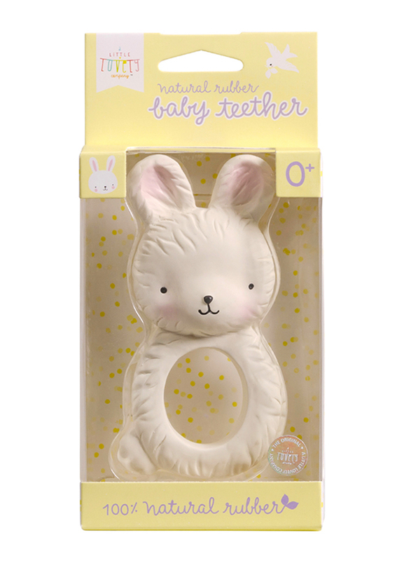 A Little Lovely Company Bunny Natural Rubber Teething Ring, Beige
