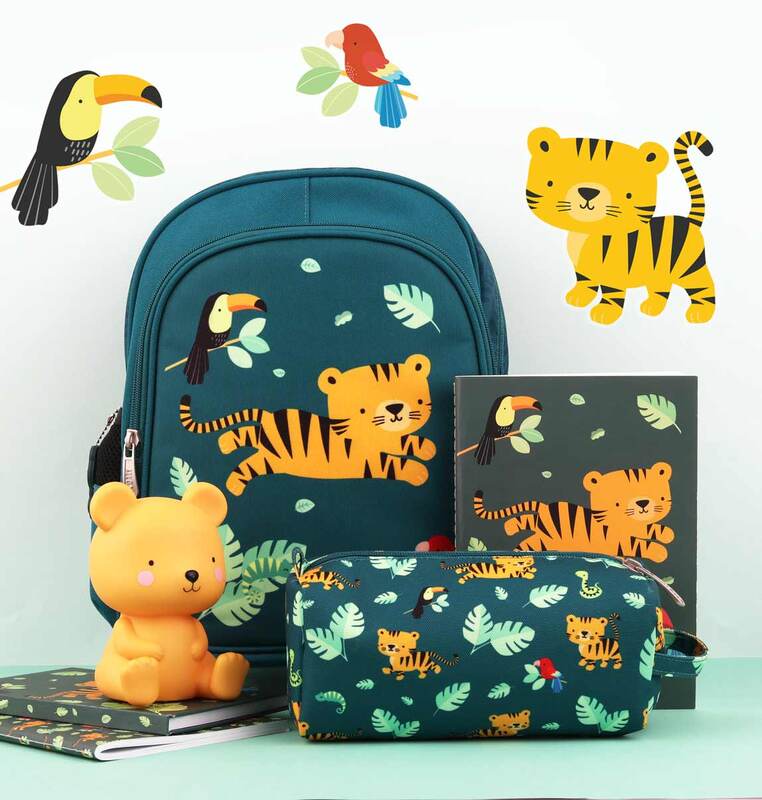 A Little Lovely Company Jungle Tiger Backpack Bag for Boys, Green