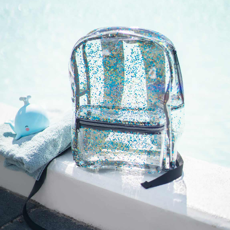 A Little Lovely Company Glitter Backpack Bag for Girls, Black/Transparent