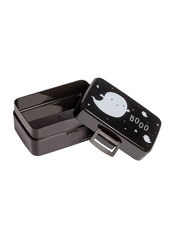 A Little Lovely Company Ghost PP Plastic Lunch Box, 800ml, Black
