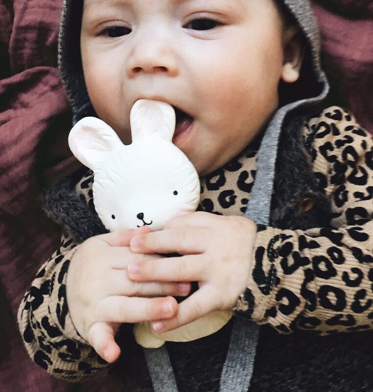 A Little Lovely Company Bunny Natural Rubber Teething Ring, Beige