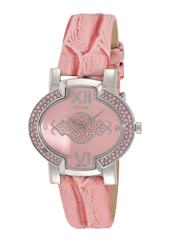 

Zoom Muse Analog Watch for Women with Leather Band, Water Resistant, ZOM6021, Pink