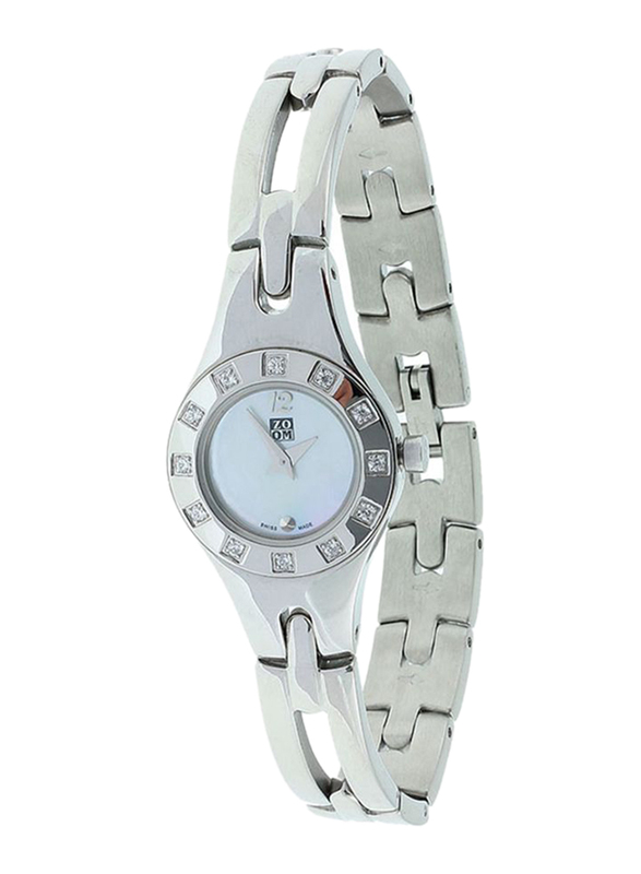 

Zoom Muse Analog Watch for Women with Stainless Steel Band, Water Resistant, ZOM601, Silver-White