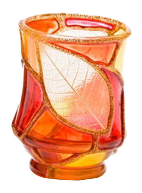 

Libra Tea Light Indoor/Outdoor Candle Holder Set, 2-Pieces, Red/Orange