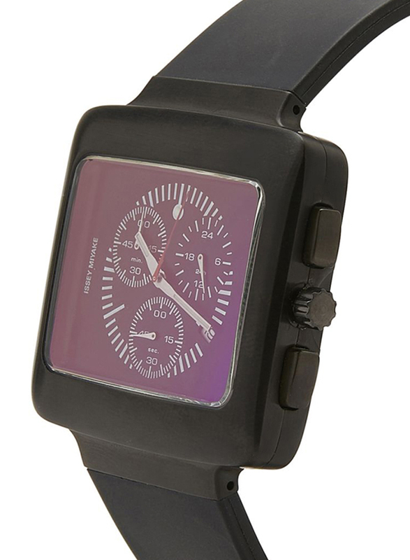 Issey Miyake Vakio Analog Unisex Watch with Rubber Band, ISM60006, Black-Purple