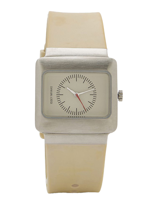 Issey Miyake Vakio Analog Unisex Watch with Rubber Band, ISM60087, Beige