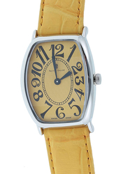 Prestige Analog Unisex Watch with Leather Band, Water Resistant, 21176 3P-JB, Yellow