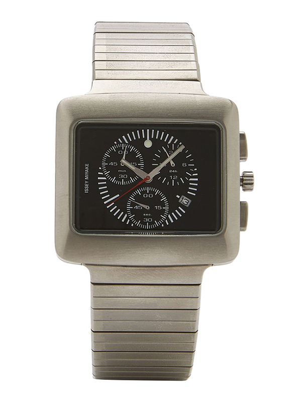 Issey Miyake Vakio Analog Unisex Watch with Stainless Steel Band, Water Resistant and Chronograph, ISM60080, Silver-Black
