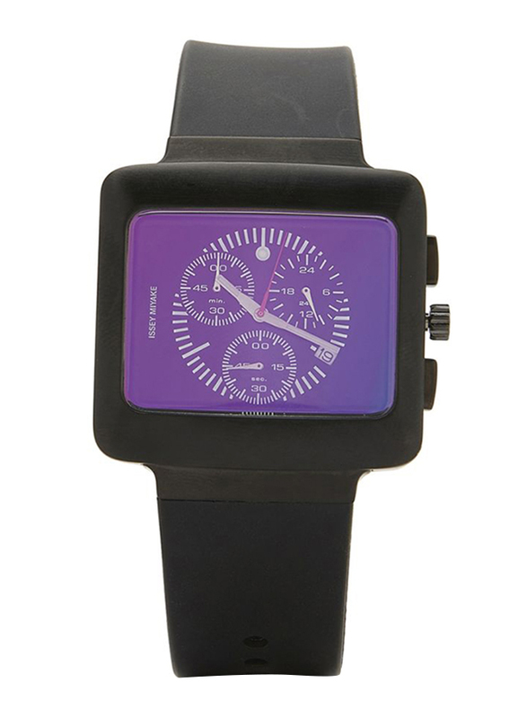 Issey Miyake Vakio Analog Unisex Watch with Rubber Band, ISM60006, Black-Purple