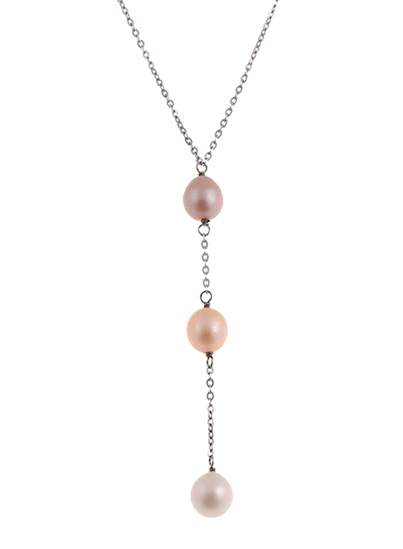 

Equss Sterling Silver Y-Shape Necklace for Women with Gold/White/Rose Pearl Pendant, White/Orange/Silver