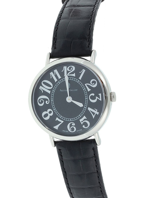 

Prestige Analog Unisex Watch with Leather Band, Water Resistant, 21174 3P-NB, Black