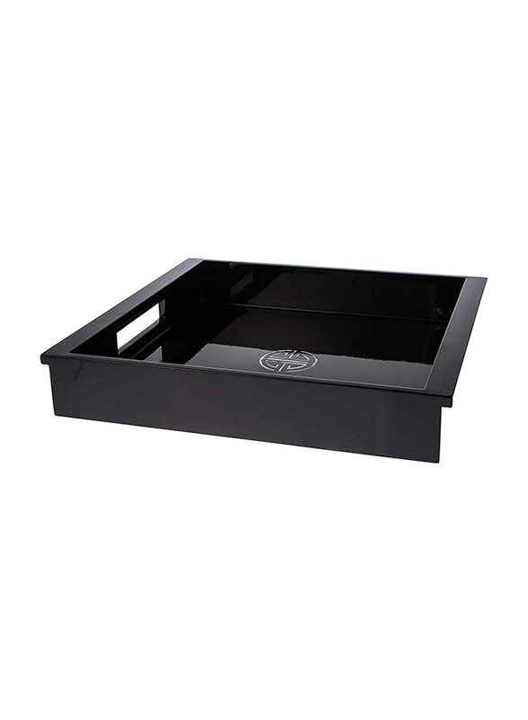 

NGA 37cm Wood Ware Lacquer Serving Tray With Handle, LTR542, Black