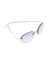 Lancaster Shock Lady Polarized Rimless Oval Sunglasses for Women, Grey Lens, SUN01B, 60/25/120