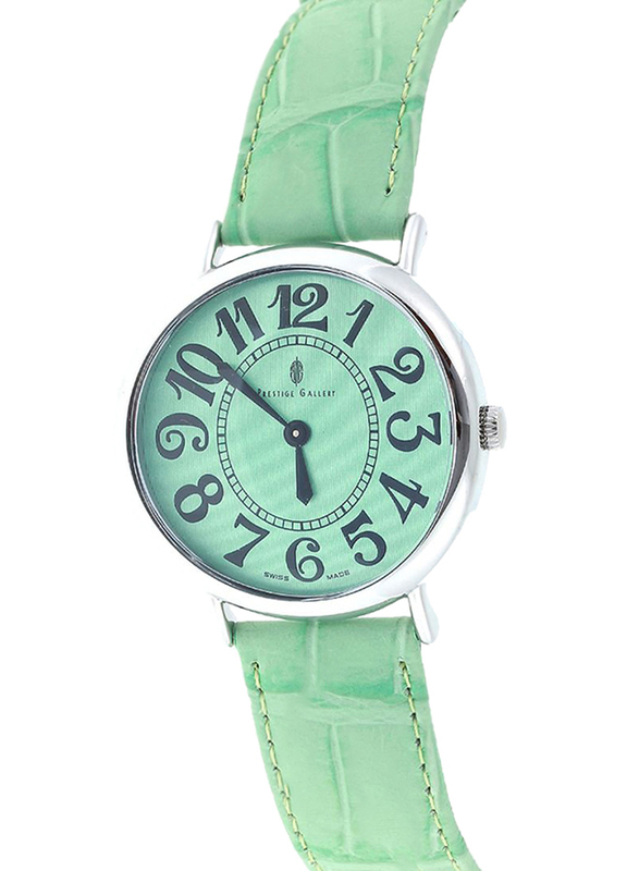 Prestige Analog Unisex Watch with Leather Band, Water Resistant, 21174 3P-VB, Green