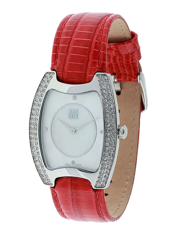 

Zoom Muse Analog Watch for Women with Leather Band, Water Resistant, ZOM6022, Red-White