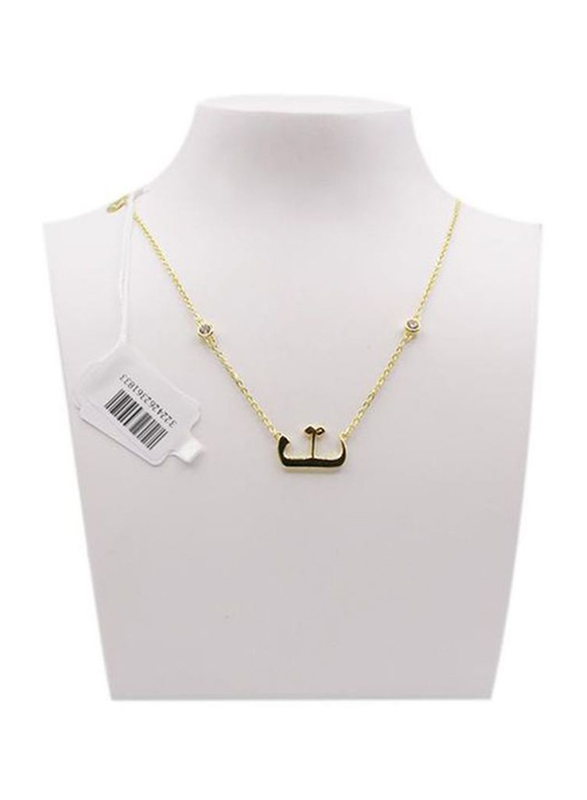 Fabian 14K Gold Plated Sterling Gold Necklace for Women with "t-aa" Arabic Letter Pendant, Gold