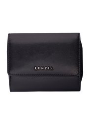 Lencia Leather Trifold Wallet for Men, LMW-16007-B, Black