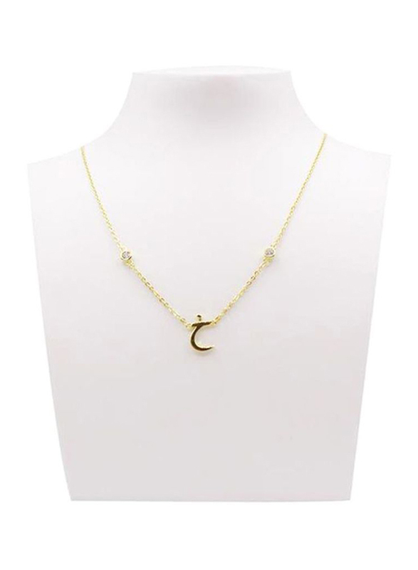 Fabian 14K Gold Plated Sterling Gold Necklace for Women with "kh-aa" Arabic Letter Pendant, Gold