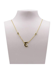 Fabian 14K Gold Plated Sterling Gold Necklace for Women with "j-eem" Arabic Letter Pendant, Gold