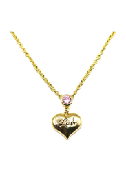 Fabian 14K Gold Plated Sterling Gold Necklace for Women with Love Latter in Heart Pendant, Gold