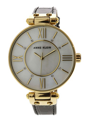 Anne Klein Analog Leather Watch for Women, Water Resistant with Chronograph, Black-White, AK3228MPBK