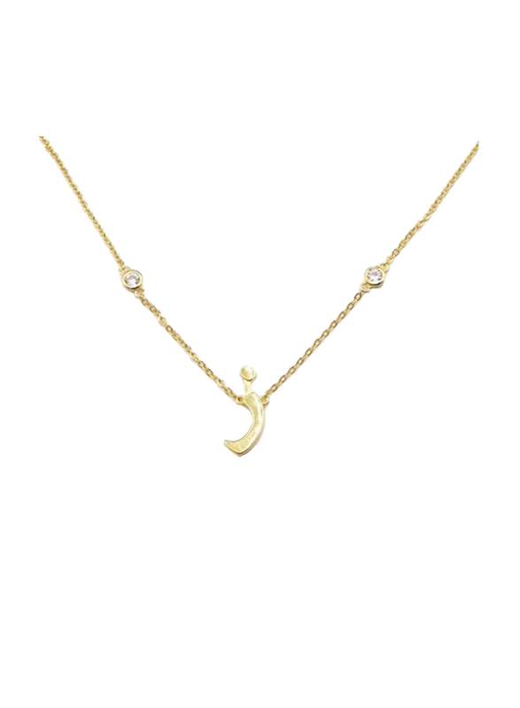 Fabian 14K Gold Plated Sterling Gold Necklace for Women with "z-aa" Arabic Letter Pendant, Gold