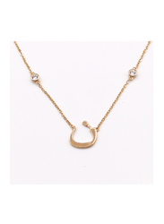 Fabian 14K Gold Plated Rose Gold Necklace for Women with "n-oon" Arabic Letter Pendant, Rose Gold
