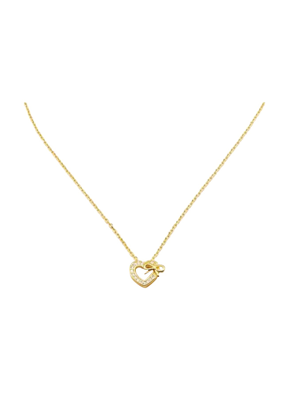 Fabian 14K Gold Plated Sterling Gold Necklace for Women with Heart Shape Pendant, Gold