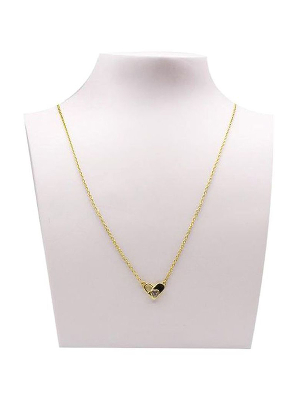 Fabian 14K Gold Plated Sterling Gold Necklace for Women with Heart in Heart Shape Pendant, Gold