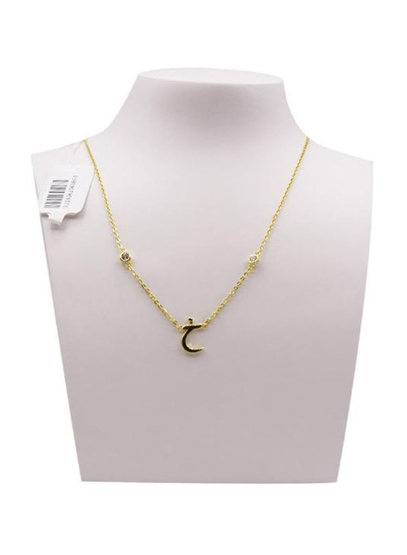 Fabian 14K Gold Plated Sterling Gold Necklace for Women with "kh-aa" Arabic Letter Pendant, Gold