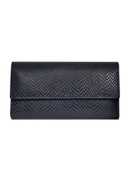 Lencia Leather Flap Wallet for Women, LWL-15983, Navy Blue