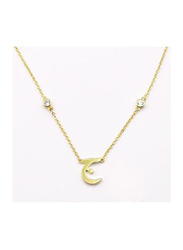 Fabian 14K Gold Plated Sterling Gold Necklace for Women with "j-eem" Arabic Letter Pendant, Gold