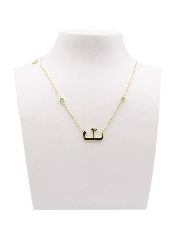 Fabian 14K Gold Plated Sterling Gold Necklace for Women with "t-aa" Arabic Letter Pendant, Gold