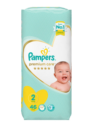 Pampers Premium Care Diapers, Size 2, Mini, 3-8 kg, Mid Pack, 46 Count