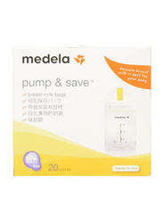 Medela Pump & Save Breastmilk Bags, 20 Piece, Clear