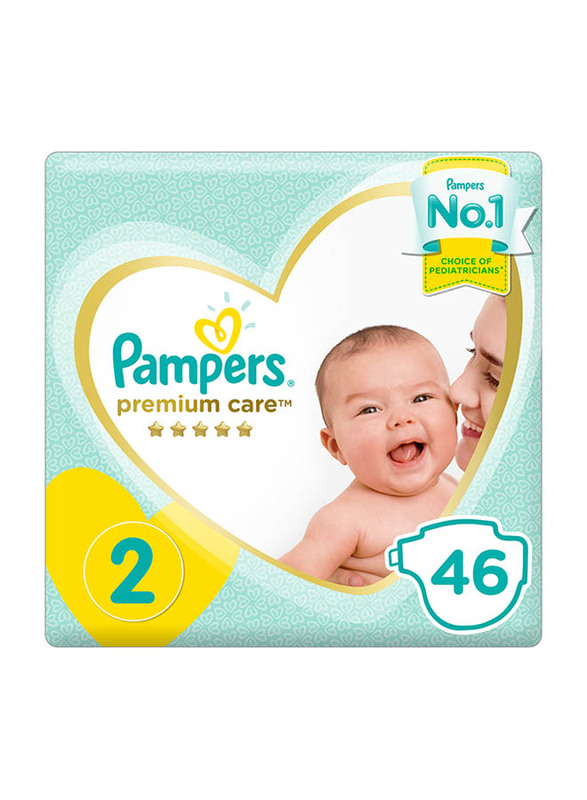 Pampers Premium Care Diapers, Size 2, Mini, 3-8 kg, Mid Pack, 46 Count