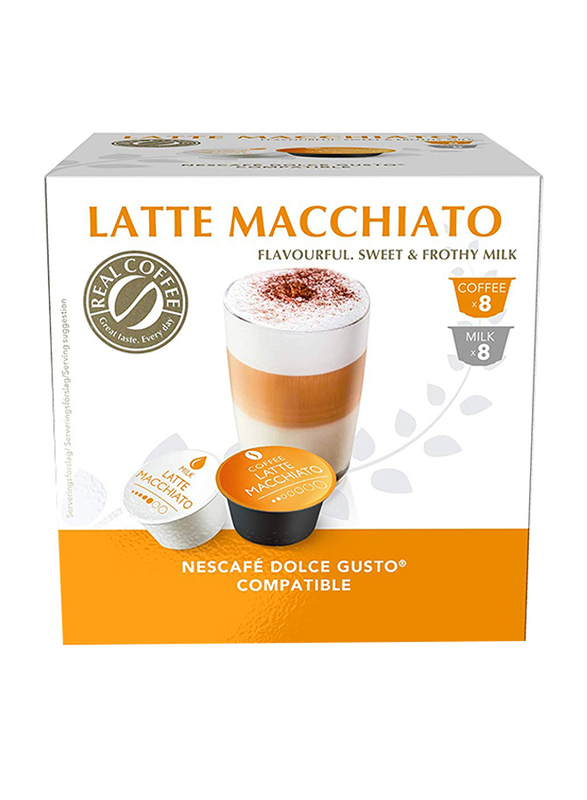 

Real Coffee Latte Macchiato Dolce Gusto-Compatible Coffee Capsules, 16 Capsules