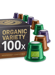 Real Coffee Organic Espresso and Lungo Nespresso Compatible Coffee Capsules, 100 Capsules