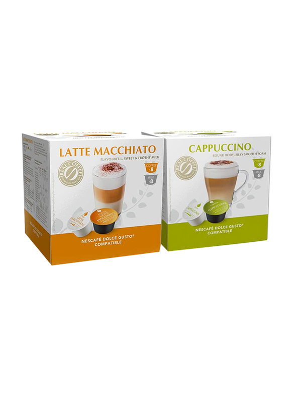 

Real Coffee Latte Macchiato & Cappuccino Coffee Capsules, 2 Boxes x 16 Capsules