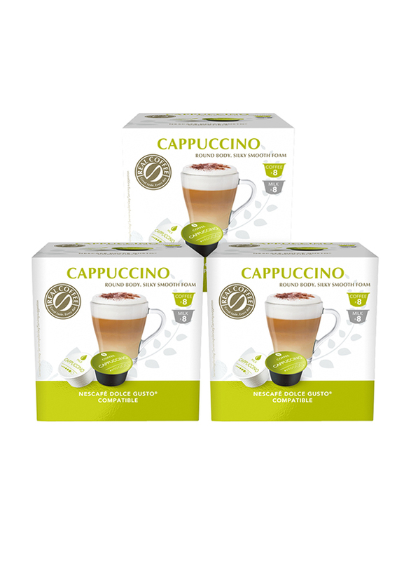 

Real Coffee Cappuccino Dolce Gusto-Compatible Coffee Capsules, 3 Boxes x 16 Capsules